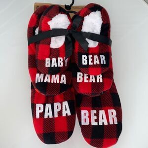 🔥Fuzzy family pack plaid sleepers papa bear mama bear & baby bear Shoes New